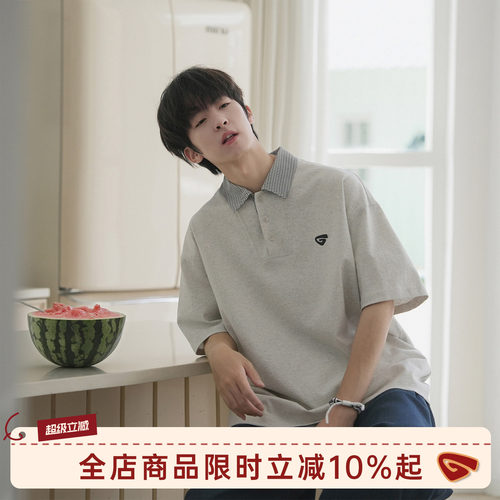 GOOZIMADE格子拼接polo衫男夏季