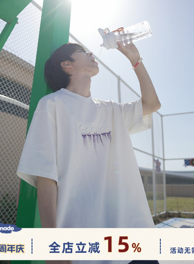 GOOZI MADE 索罗娜白色短袖男夏季美式男生字母印花凉感半袖T恤衫
