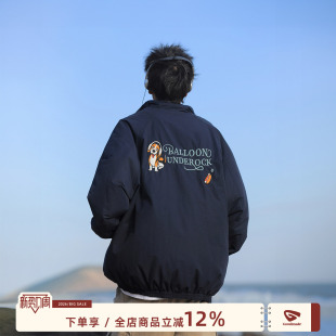 宽松小狗刺绣宽松复古立领夹克 日系飞行员夹克男春季 GOOZI MADE