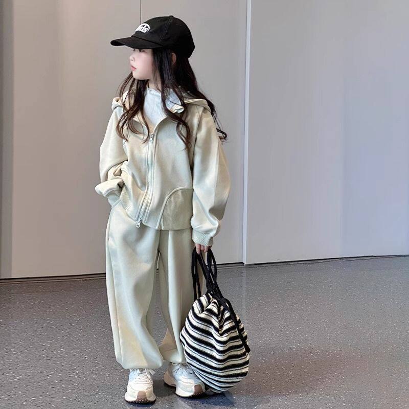 女童秋装网红新款炸街春秋款洋气卫衣套装女孩大童运动童装两件套