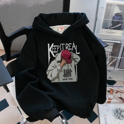 春秋季长袖卫衣男童初中高中学生痞帅连帽青少年帅气大码童装上衣