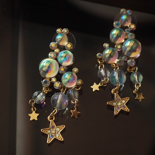 抖音小红书泡泡流苏耳环耳夹vintage中古复古浮雕卡梅奥