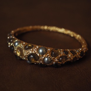 欧美风复古时尚中古vintage鬼才设计师珍珠宝石