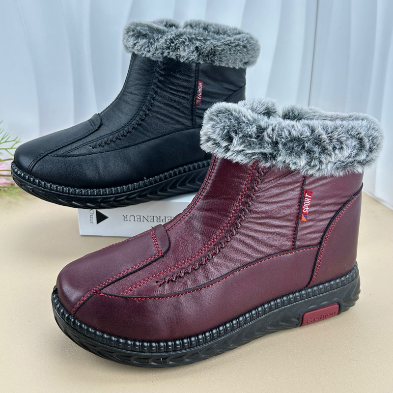 老北京布鞋妈妈棉鞋女冬季新款雪地靴加绒加厚保暖防滑平底短筒靴
