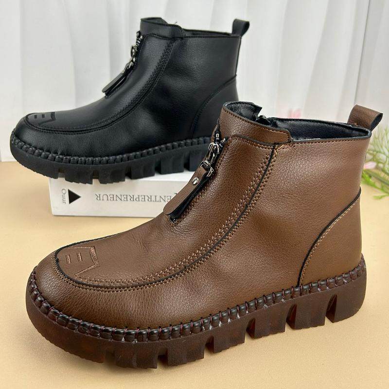 老北京布鞋秋冬新款坡跟女棉鞋加绒短靴马丁靴牛筋软底保暖妈妈鞋,女鞋,马丁靴,淘宝优惠券,粉丝福利购,淘宝优惠卷