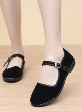 老北京布鞋女鞋31码32码33码黑布鞋软底防滑舞蹈鞋通勤酒店工作鞋