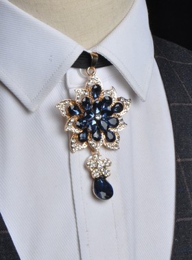 玻璃钻石领花金属领结花朵宝石复古晚宴歌手演出司仪新郎伴郎领带