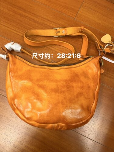制道重工复古水洗牛皮月亮包真皮男女单肩斜挎包做旧复古风L14075