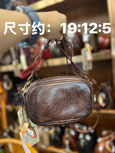 制道重工洗水厚马皮做旧小方包单肩斜挎手机包男女相机包L11427