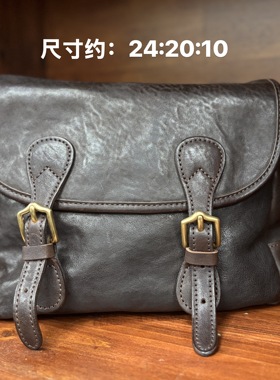 制道马皮重工水洗邮差做旧复古风单肩斜挎包休闲男女通用L13882