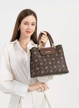袋鼠女包2026新款夏季经典老花单肩斜挎包时尚百搭妈妈通勤手提包