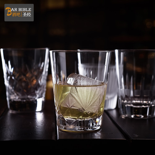 酒吧威士忌杯调酒水晶刻花杯日式