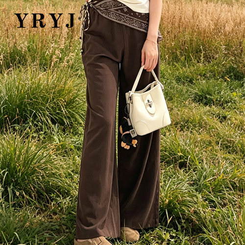 YRYJ高腰阔腿休闲裤女垂感显瘦