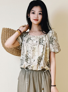 YRYJ女装商场同款2025夏通勤波西城市度假风短袖衬衫女7352001133