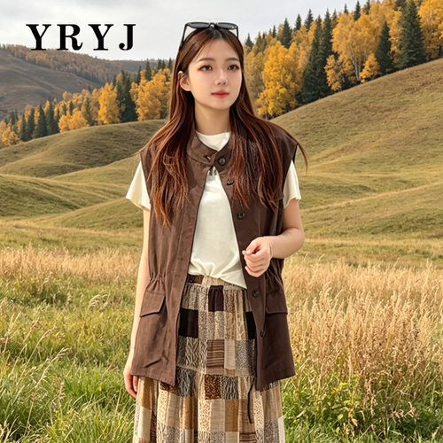 YRYJ韩系复古立领减龄马甲女秋