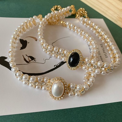 赫本风旗袍礼服配饰珍珠项链新品