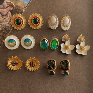 新款 复古气质耳钉 欧美高贵vintage法式轻奢高级感耳饰