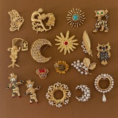 新款 大衣配饰 文艺风复古金西洋复刻系胸针小众设计别针胸花西装