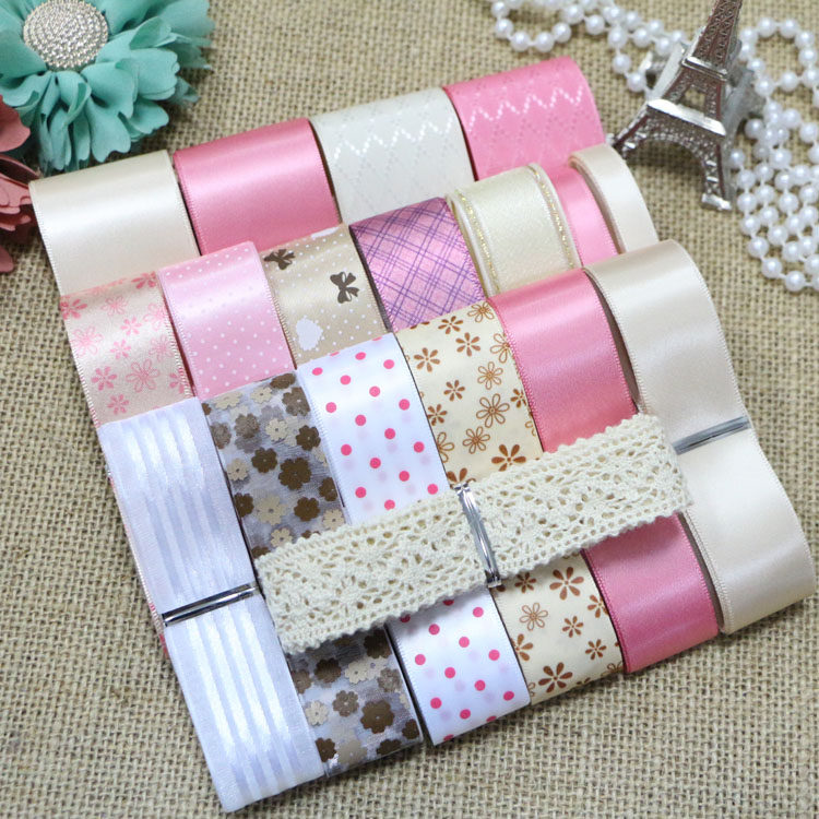 38元起包邮！DIY发饰手工蝴蝶结丝带套装---粉红香槟系列