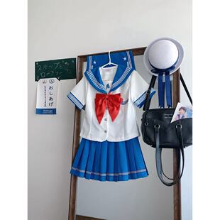 初樱社【海平线】原创正版JK制服甜美校供收腰短袖水手服校服套装