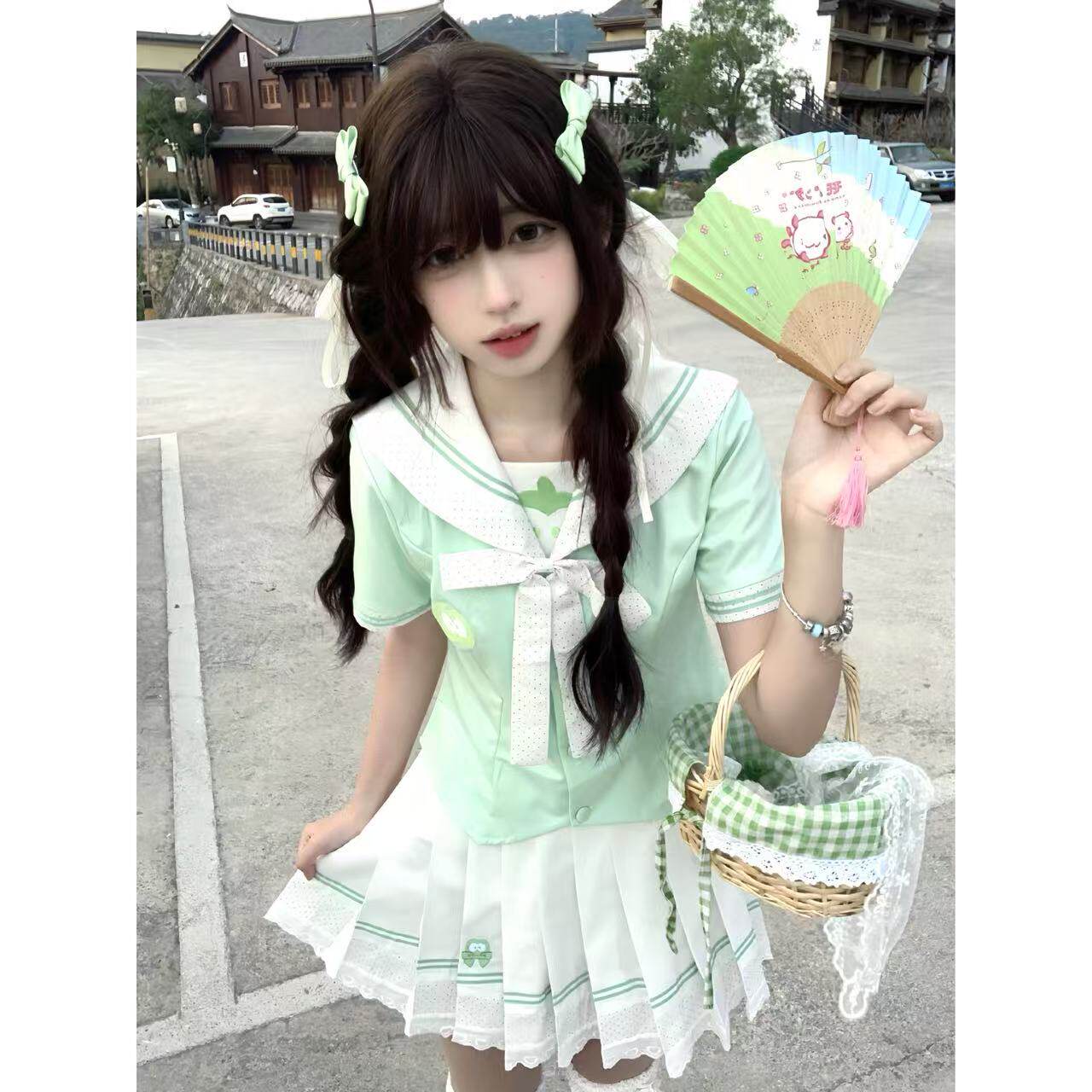 【青苹果】初樱社原创正版收腰短袖水手服JK制服裙套装校供甜美
