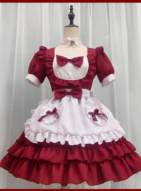 日系软妹红色女仆装cosplay角色扮演女装大佬二次元女佣cos连衣裙
