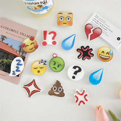 emoji水滴发夹表情包手工发卡亚克力流汗夹子汗滴发卡侧边夹趣味