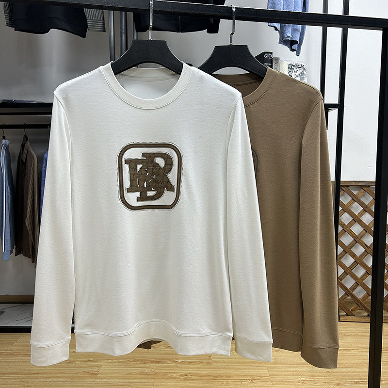 时髦字母圆领男士长袖亲肤透气长袖T恤春秋季时尚休闲打底长T上衣,男装,T恤,淘宝优惠券,粉丝福利购,淘宝优惠卷