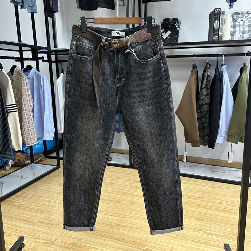 猫须时尚微弹水洗有腰带男士长裤秋季新品潮流修身小脚牛仔裤,男装,牛仔裤,淘宝优惠券,粉丝福利购,淘宝优惠卷