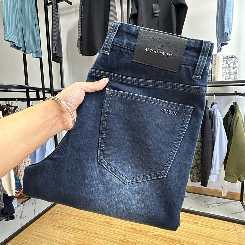 柔软舒适保暖男士牛仔裤秋冬季新品简约直筒修身通勤款长裤