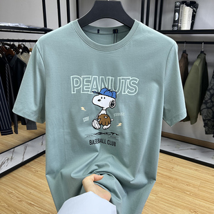棉质舒适亲肤男士 夏季 新品 潮流活性印花休闲圆领短袖 短T上衣 T恤衫