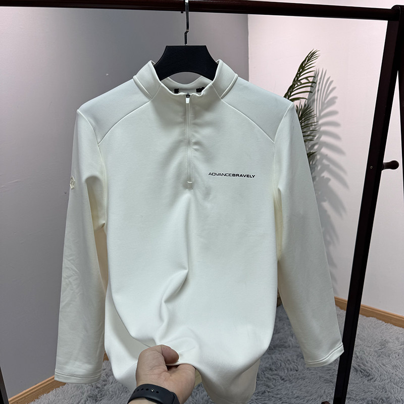 户外运动风时髦半拉链立领卫衣秋季男士简约时尚修身套头上衣