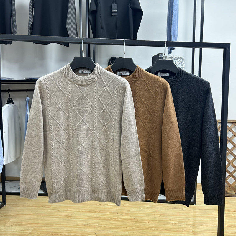 慵懒风秋冬圆领提花料时髦轻柔男士针织衫秋冬季纯色含羊毛毛衫,男装,针织衫/毛衣,淘宝优惠券,粉丝福利购,淘宝优惠卷