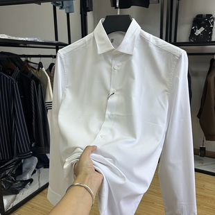 尖领寸衫 商务正装 弹力料舒适透气男士 白衬衣长袖 衬衣修身