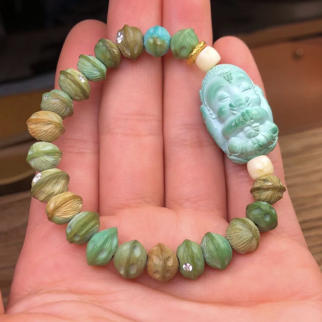 원시 광석 천연 청록색 열정 씨앗 팔찌 XIANGBAO DIY WENWAN 소녀 라이브 방송 특별 촬영