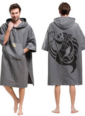 游泳浴袍Hiturbo潜水速干吸水换衣男沙滩披防风斗篷保暖温泉浴巾