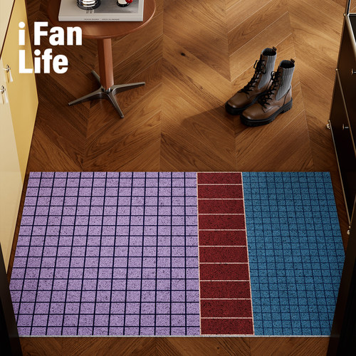 罗维纳中古彩色进门门口丝圈地垫pvc可裁剪除尘刮沙防滑玄关地毯