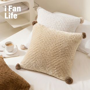 美好系列床上卧室方向仿羊毛绒秋冬抱枕4545枕套枕芯氛围北欧ins