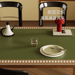范店克洛伊中古风皮革餐桌垫复古桌面保护垫免洗隔热茶几垫简约