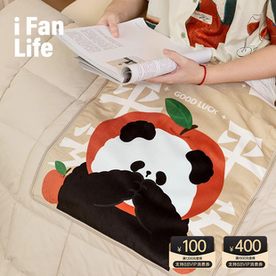 范店熊猫花花午休多用折叠抱枕被子空调被两用沙发靠背垫毯二合一