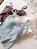 Soft Sonnets吊带小背心带胸垫0压感收副乳内搭夏季 薄针织背心女