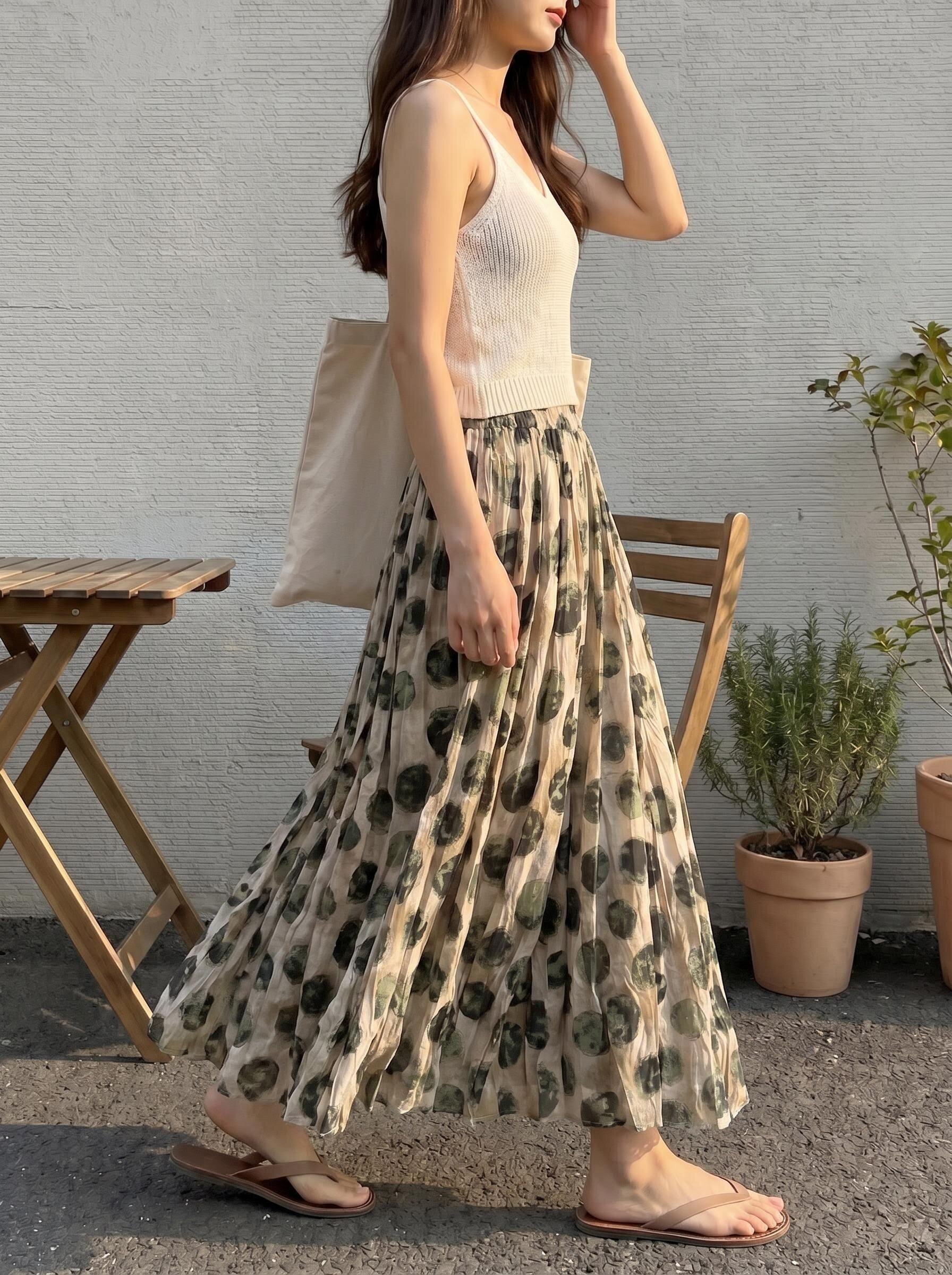 波点半身裙女2026春夏新款高级感时尚百搭法式复古高腰显瘦长裙