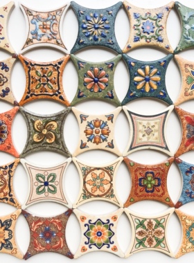 圆角砖角花 500地砖配套角花 73X73 拼花美式复古田园砖花角7.3cm