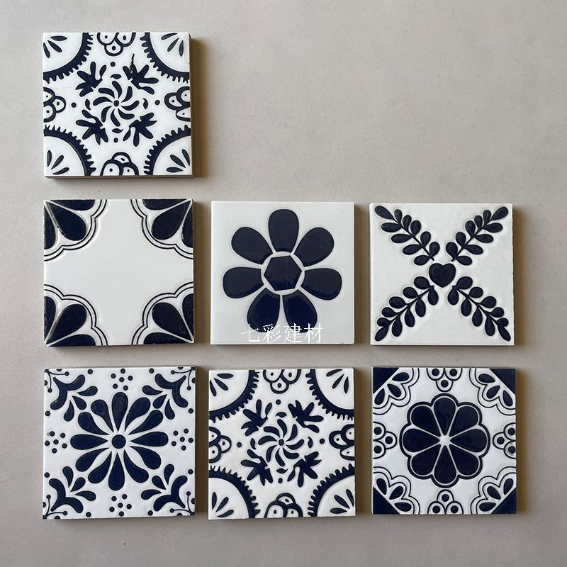 青花瓷亮光小花砖新中式风100mm