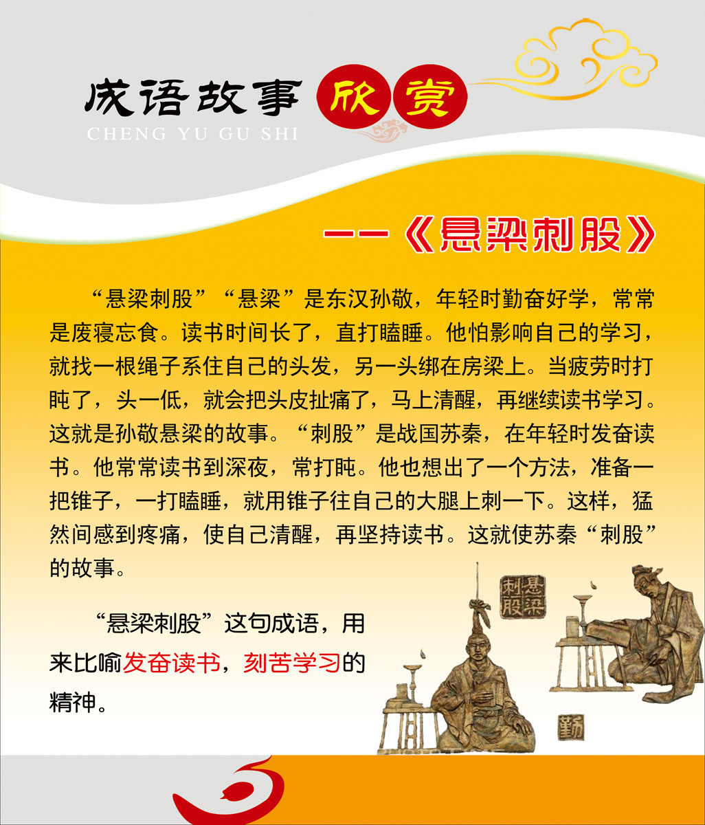 634印刷制品海报展板素材567成语故事欣赏悬梁刺股