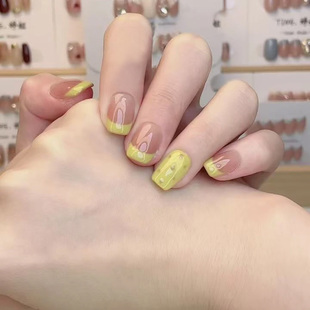 2025年新款爆火青苹果法式显白网红美甲穿戴甲纯手工高级感短款