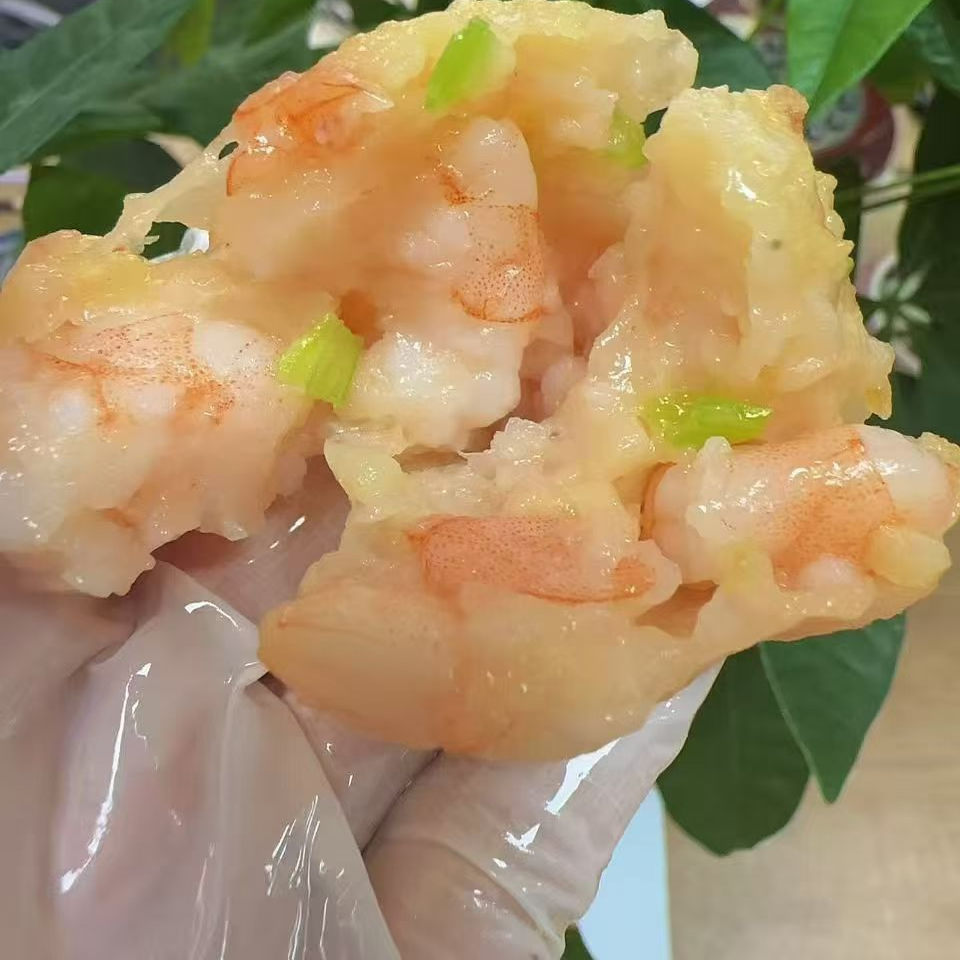 广东潮汕汕尾海鲜特产手打虾滑新鲜墨虾丸火锅食材墨虾丸火锅烧烤