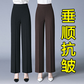 2025新款 秋冬加绒宽松休闲阔腿裤 中年妈妈裤 子春秋直筒中老年女裤
