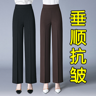 2025新款中年妈妈裤子春秋直筒中老年女裤秋冬加绒宽松休闲阔腿裤