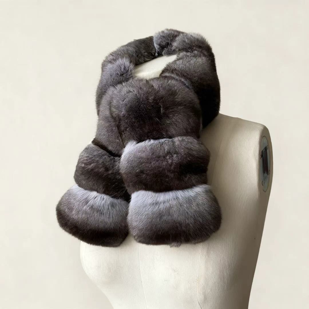 双面龙猫  3XD原色青紫蓝围巾配饰保暖百搭XXXD围脖皮草秋冬